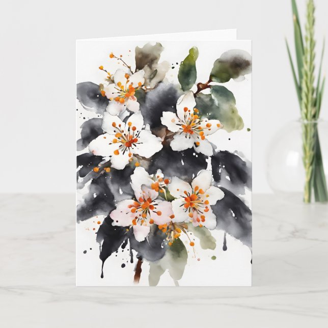 Abelia - Aquarellblumen Karte (Vorderseite)