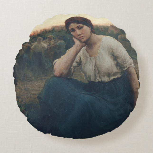 Abend, 1860 rundes kissen (Vorderseite)