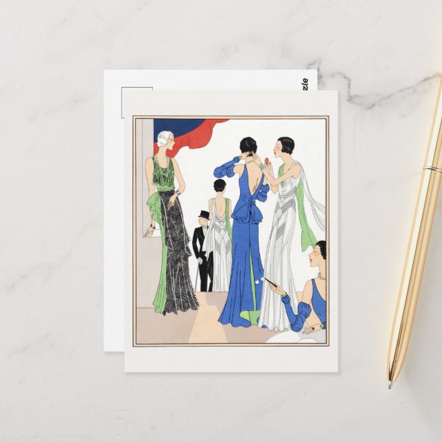 Abend (1932) von Paquin Postkarte (Vorderseite/Rückseite Beispiel)