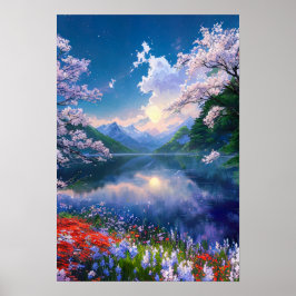 Abend am verzauberten See Poster