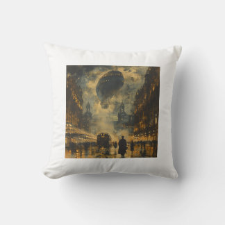Abend Ankunft - Eine Steampunk Street Szene Kissen