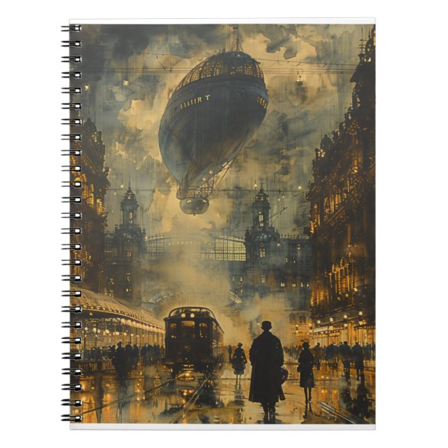 Abend Ankunft - Eine Steampunk Street Szene Notizblock (Vorderseite)