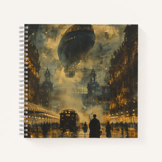Abend Ankunft - Eine Steampunk Street Szene Notizbuch