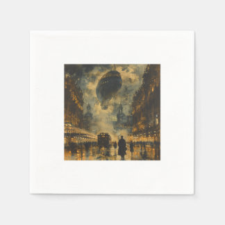 Abend Ankunft - Eine Steampunk Street Szene Serviette