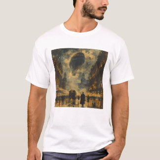 Abend Ankunft - Eine Steampunk Street Szene T-Shirt