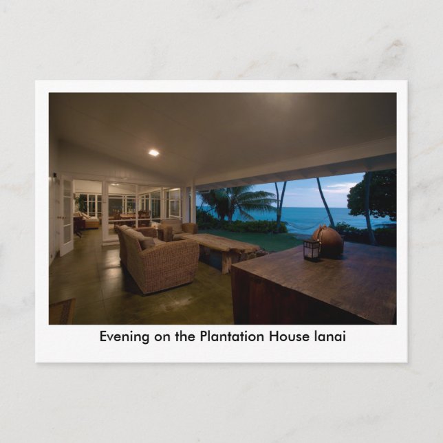 Abend auf dem Plantationshaus Lanai Postkarte (Vorderseite)