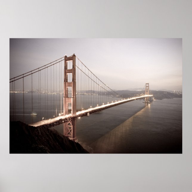 Abend auf der Golden Gate Bridge Poster (Vorne)