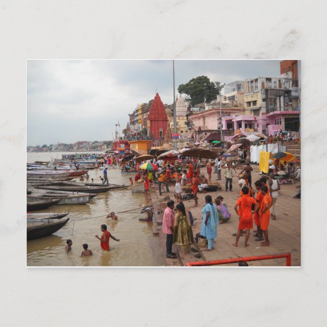 Abend Bath in Varanasi Postkarte (Vorderseite)