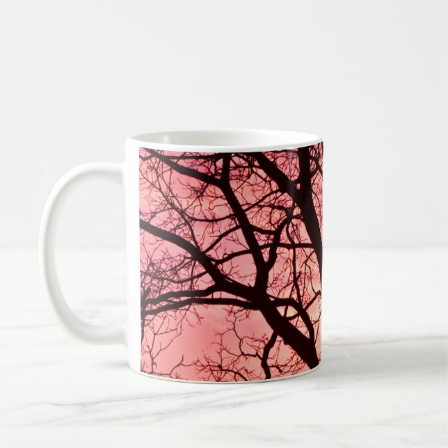 Abend Blush Tree Silhouette Kaffeetasse (Links)