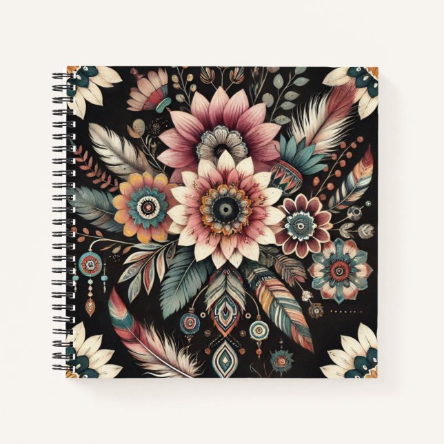 Abend Boho Blooms Notizbuch (Vorderseite)