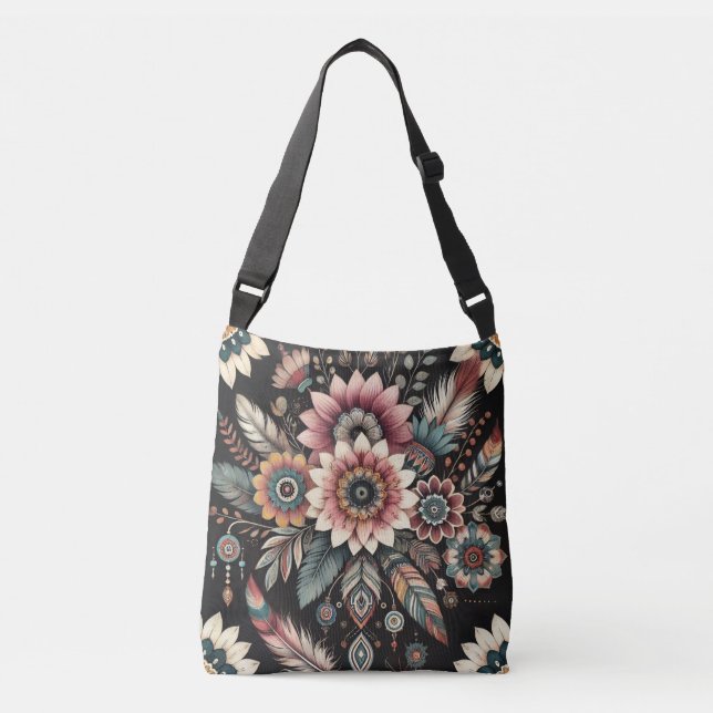 Abend Boho Blooms Tragetaschen Mit Langen Trägern (Vorderseite)