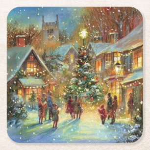 Abend Carol Rechteckiger Pappuntersetzer