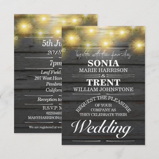 Abend Country Rustic Weatherboards Hochzeit Einladung (Vorne/Hinten)