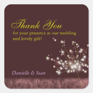 Abend Dandelions Floral Wedding Vielen Dank Quadratischer Aufkleber