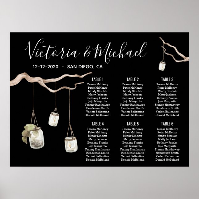 Abend der Zweigstelle Mason Jars Sitzplan Poster (Vorne)