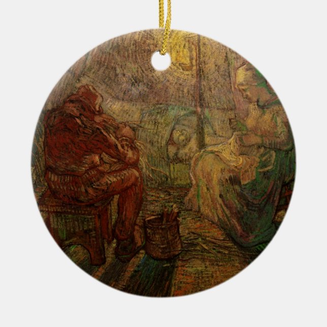 Abend - Die Uhr von Vincent van Gogh Keramik Ornament (Vorne)