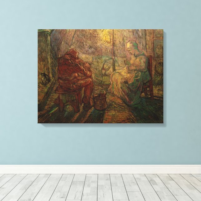 Abend - Die Uhr von Vincent van Gogh Leinwanddruck (Insitu (Holzboden))