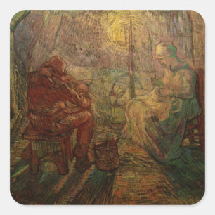 Abend - Die Wache von Vincent van Gogh Quadratischer Aufkleber