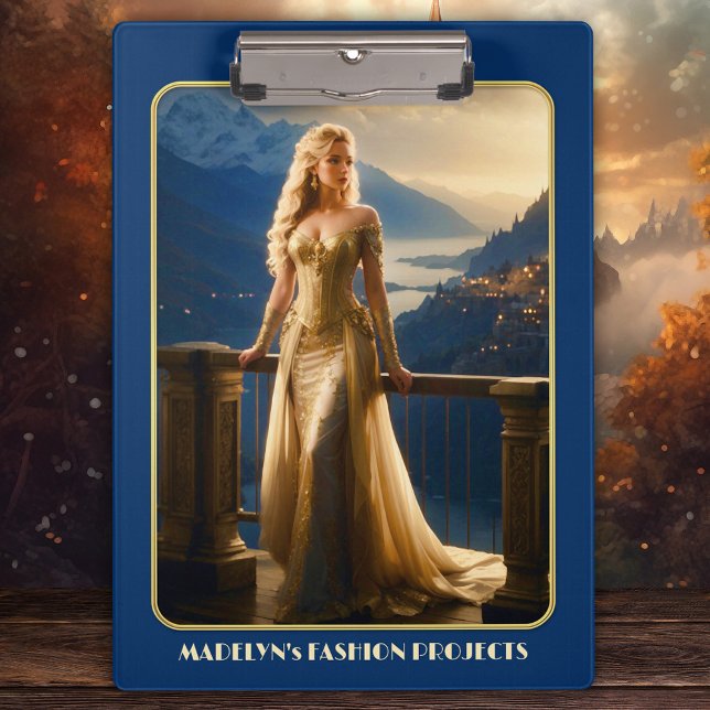 Abend Dress Fashion Designer Klemmbrett (Clipboard featuring a stylish lady in an evening dress - fashion design - beauty - outfit - style)