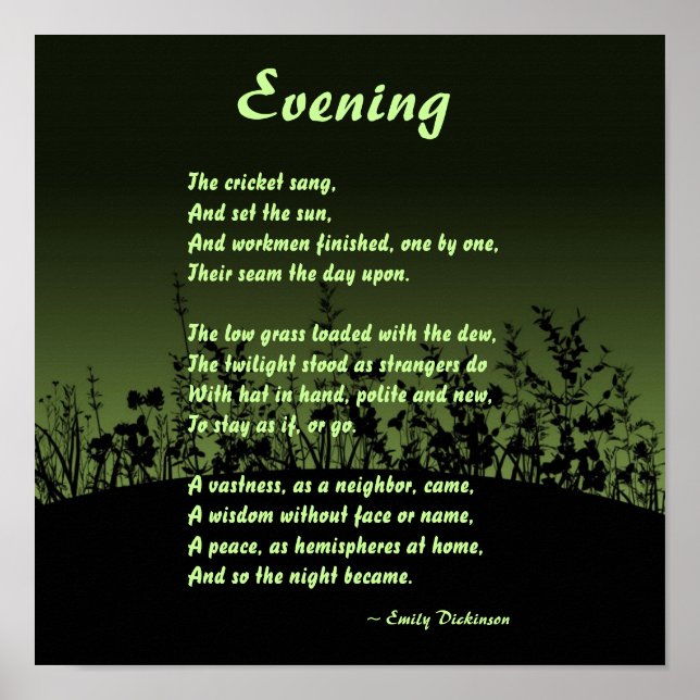 Abend, Emily Dickinson Poster (Vorne)
