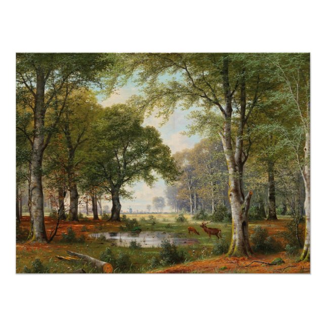 Abend Forest Landschaft Poster (Vorderseite)