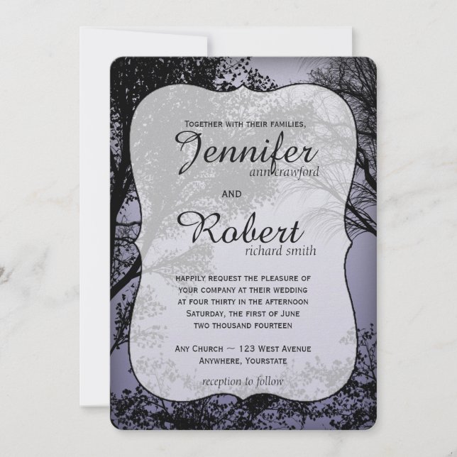 Abend Forest Metallic Hochzeitseinladung Einladung (Vorderseite)