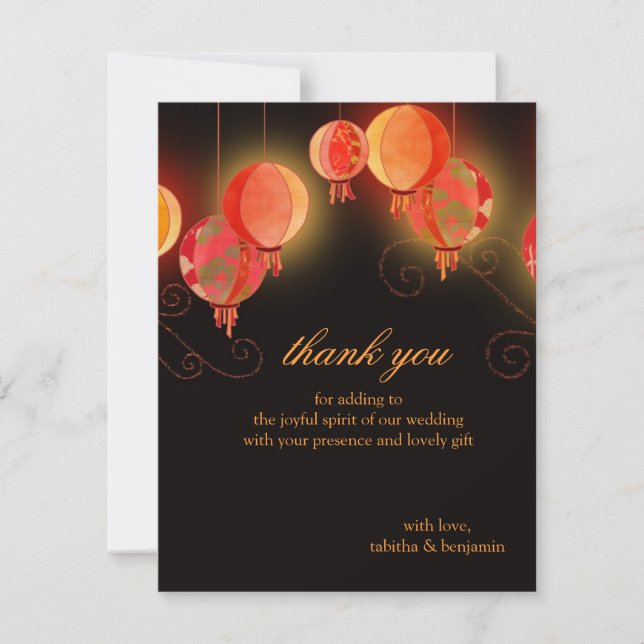 Abend Garden Paper Lanterns Wedding Vielen Dank Dankeskarte (Vorderseite)