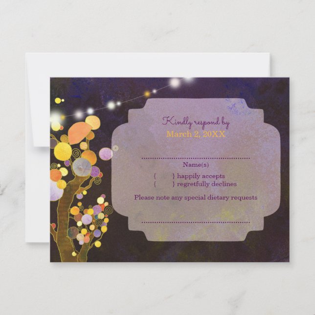 Abend Garden String Lights Wedding RSVP (Vorderseite)
