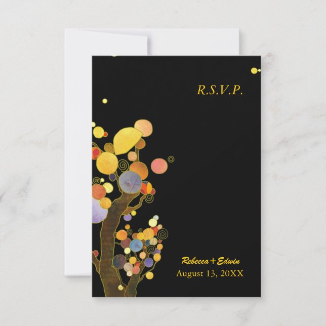 Abend Garden Trees Modern Wedding RSVP Karte (Vorderseite)