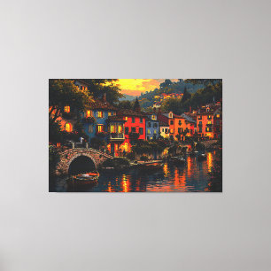 "Abend Glow am Kanal Leinwanddruck