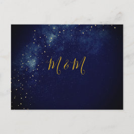 Abend Gold Stars Blauer Astral Einladung zur Hochz Postkarte
