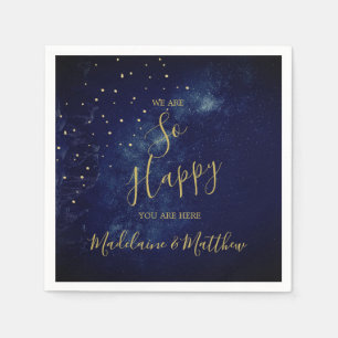 Abend Gold Stars Blue Astral Happy Serviette