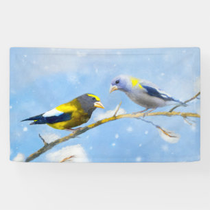 Abend Grosbeak Malerei - Niedliche Original Hunde  Banner