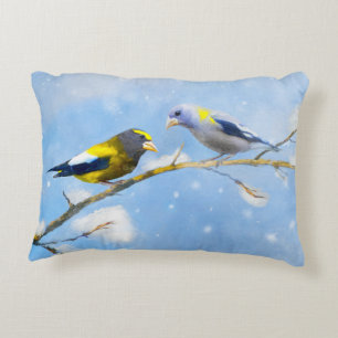 Abend Grosbeak Malerei - Niedliche Original Hunde  Dekokissen