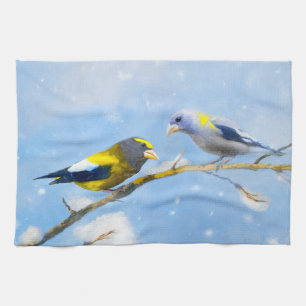 Abend Grosbeak Malerei - Niedliche Original Hunde  Geschirrtuch