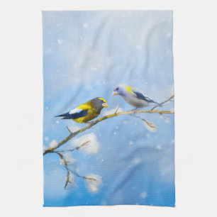 Abend Grosbeak Malerei - Niedliche Original Hunde  Geschirrtuch