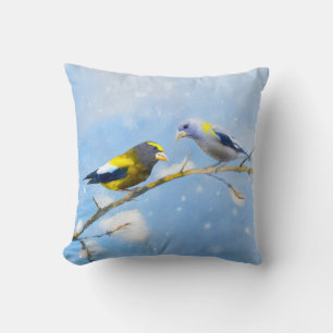 Abend Grosbeak Malerei - Niedliche Original Hunde  Kissen
