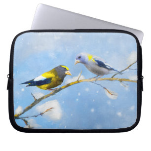 Abend Grosbeak Malerei - Niedliche Original Hunde  Laptopschutzhülle