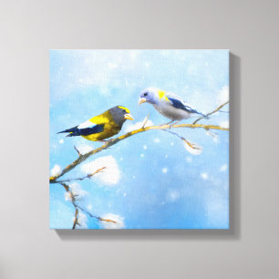 Abend Grosbeak Malerei - Niedliche Original Hunde  Leinwanddruck