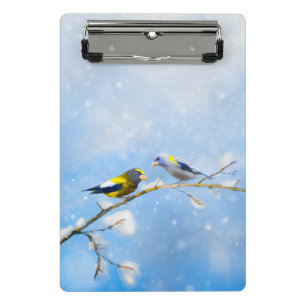 Abend Grosbeak Malerei - Niedliche Original Hunde  Mini Klemmbrett