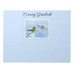 Abend Grosbeak Malerei - Niedliche Original Hunde  Notizblock