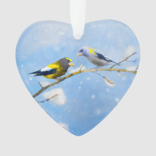 Abend Grosbeak Malerei - Niedliche Original Hunde  Ornament