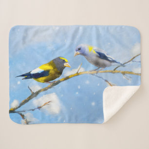 Abend Grosbeak Malerei - Niedliche Original Hunde  Sherpadecke
