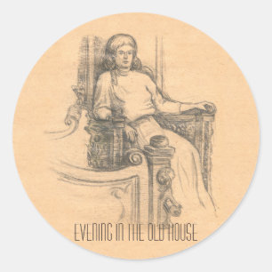 Abend im alten Haus Runder Aufkleber
