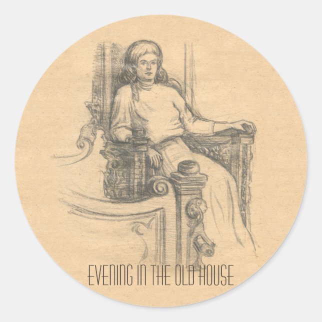 Abend im alten Haus Runder Aufkleber (Vorderseite)