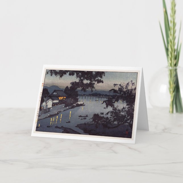 Abend im Fluss Chikugo, Hiroshi Yoshida Karte (Vorderseite)