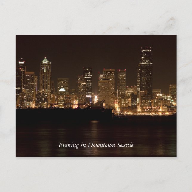 Abend im Zentrum von Seattle Postcard Postkarte (Vorderseite)
