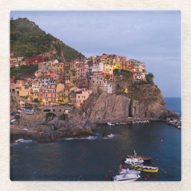 Abend in der Cinque Terre, Italien Glasuntersetzer (Vorderseite)
