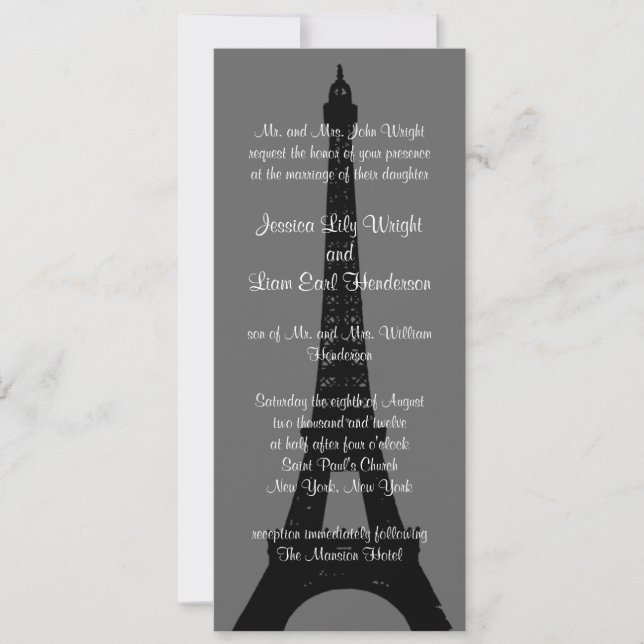 Abend in Paris - Einladung zur Hochzeit (Vorderseite)