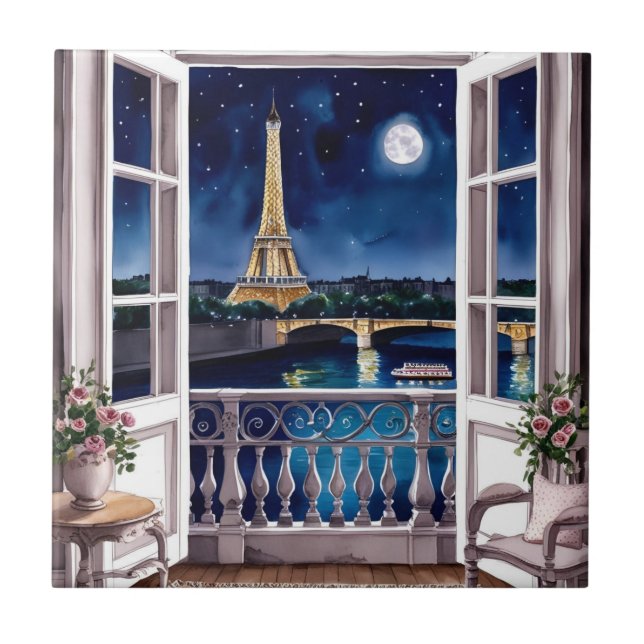 Abend in Paris Keramikfliese (Vorderseite)